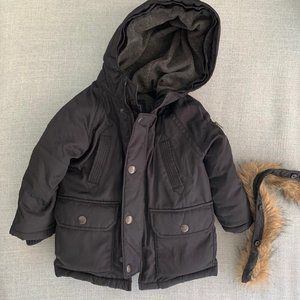 GAP 2T Black Winter Puffer Coat with detachable fur